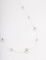 Silver Molten Ball Long Necklace