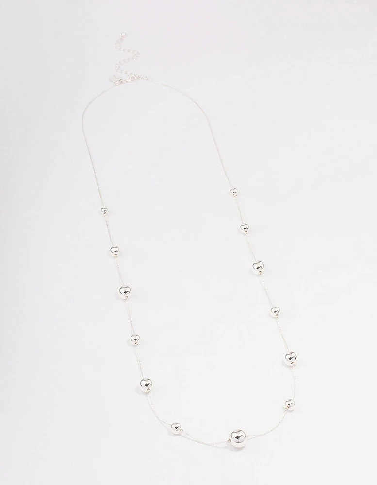 Rhodium Molten Ball Long Necklace