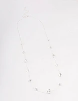 Rhodium Molten Ball Long Necklace