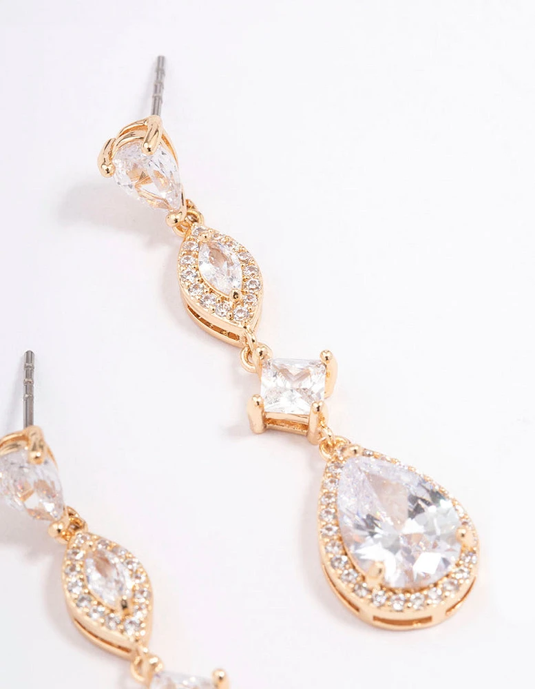 Gold Elegant Pear Drop Earrings