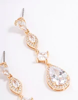 Gold Elegant Pear Drop Earrings