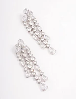 Rhodium Cascade Stone Drop Earrings