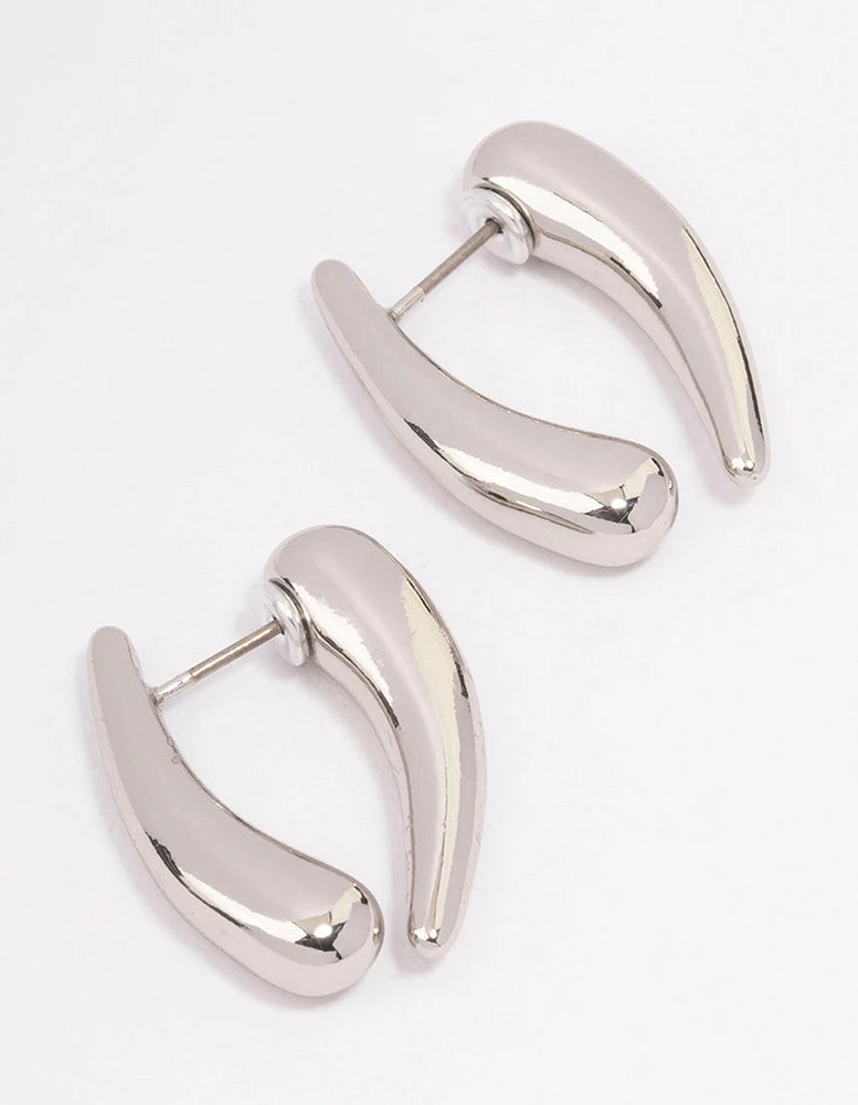 Rhodium Pointed Sandwich Front & Back Earrings