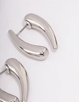 Rhodium Pointed Sandwich Front & Back Earrings