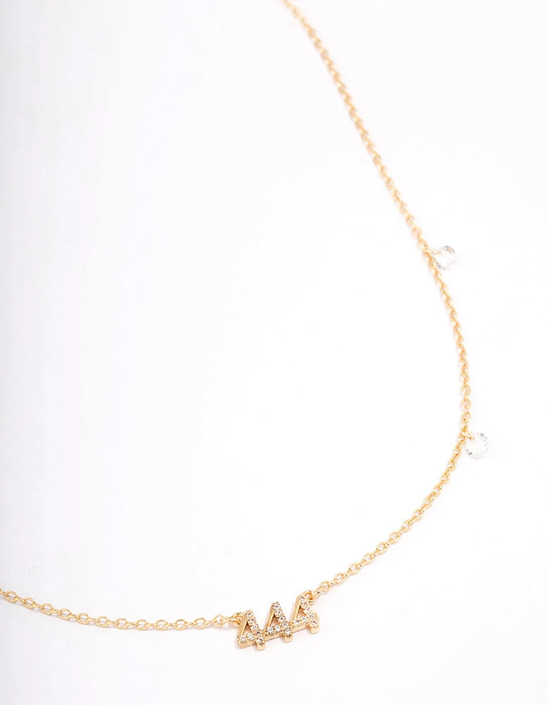 Gold Plated Angel Number Cubic Zirconia Pendant Necklace