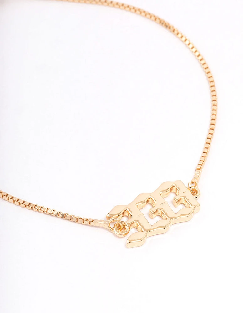 Gold Plated 333 Angel Number Bracelet