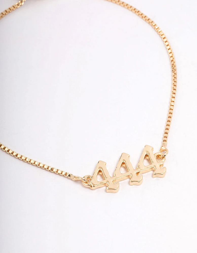 Gold Plated 444 Angel Number Bracelet