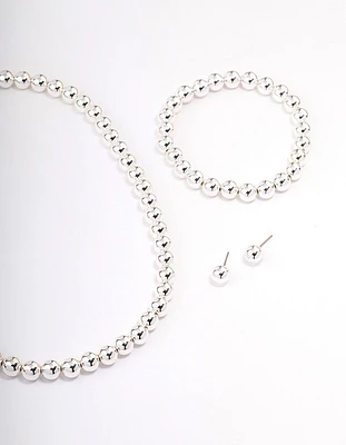 Silver Ball Jewellery Set