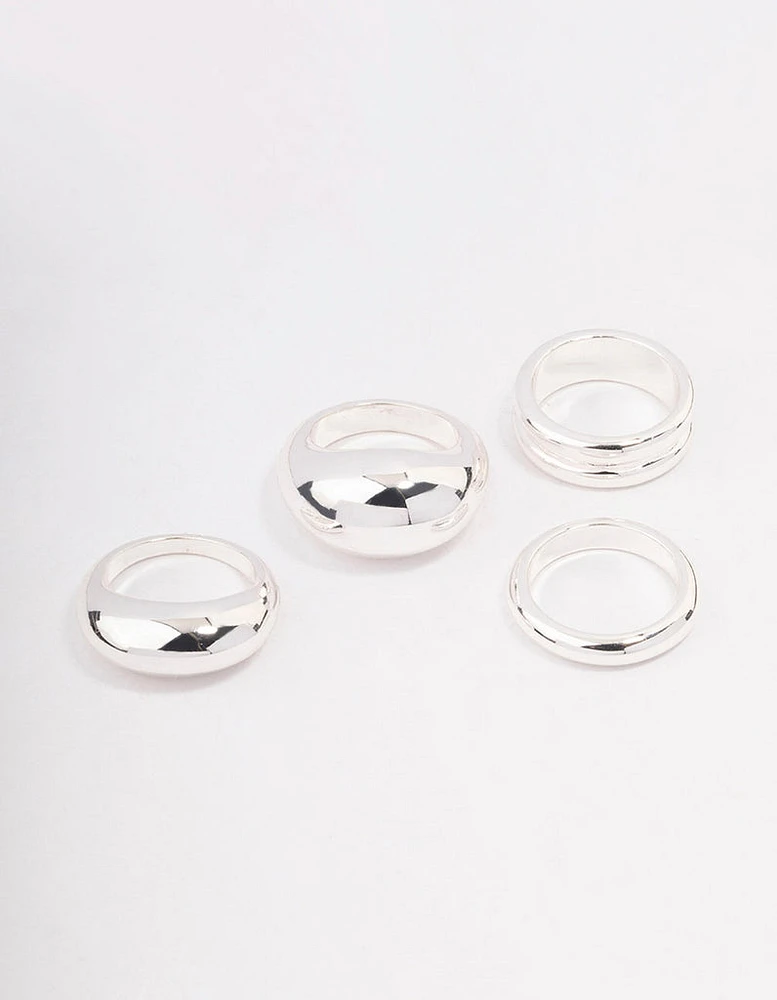 Rhodium Organic Smooth Ring Pack