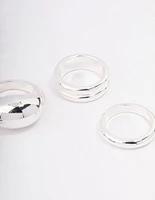 Rhodium Organic Smooth Ring Pack