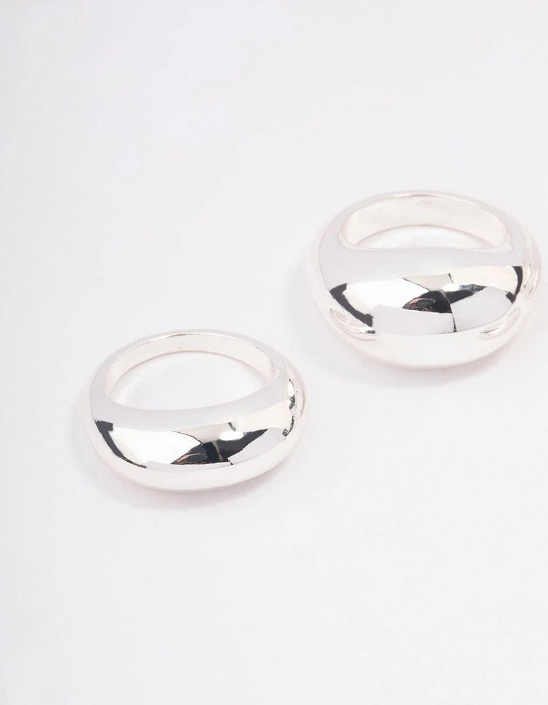 Rhodium Organic Smooth Ring Pack