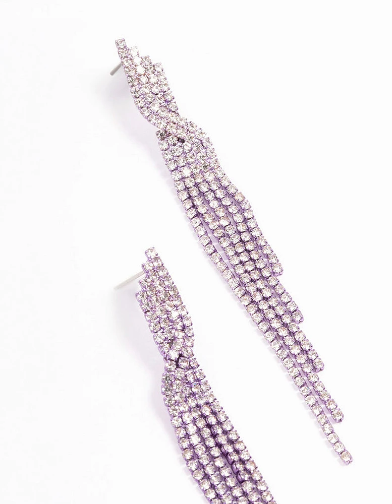 Lilac Layered Strand Twisted Drop Earrings