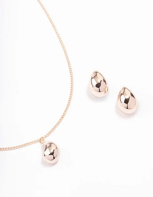 Rose Gold Teardrop Jewellery Set