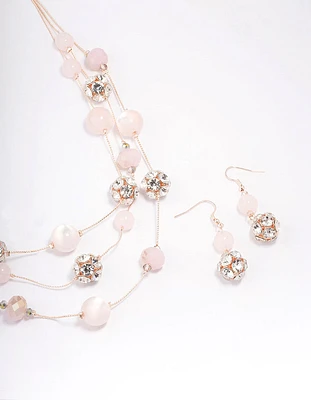 Rose Gold Facet Beaded Jewellery Set