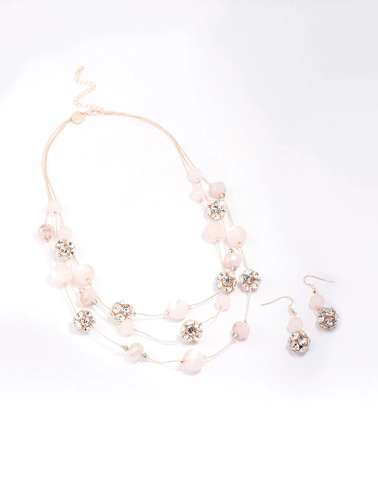 Rose Gold Facet Beaded Jewellery Set