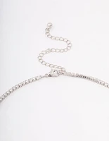 Rhodium Rose Diamante Pendant Necklace