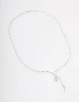 Silver Baguette Snake Y-Shape Necklace