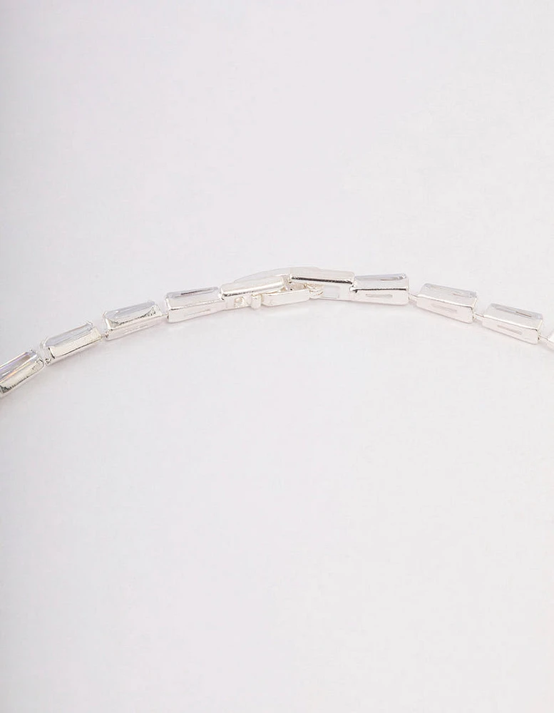 Silver Baguette Snake Y-Shape Necklace