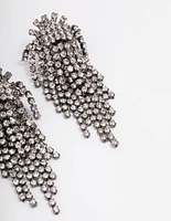 Gunmetal Cluster Cup Chain Drop Earrings