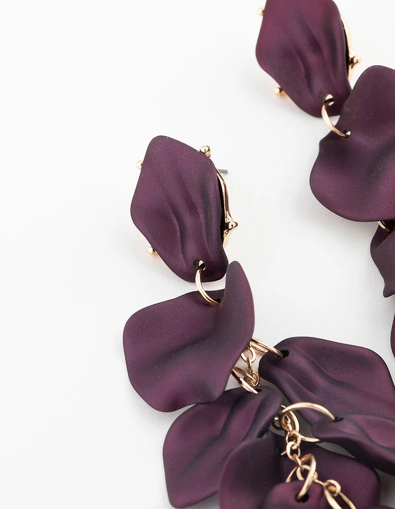 Purple Coated Petal Drop Earrings