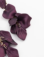 Purple Coated Petal Drop Earrings