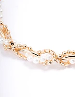 Gold Pearl & Diamante Choker