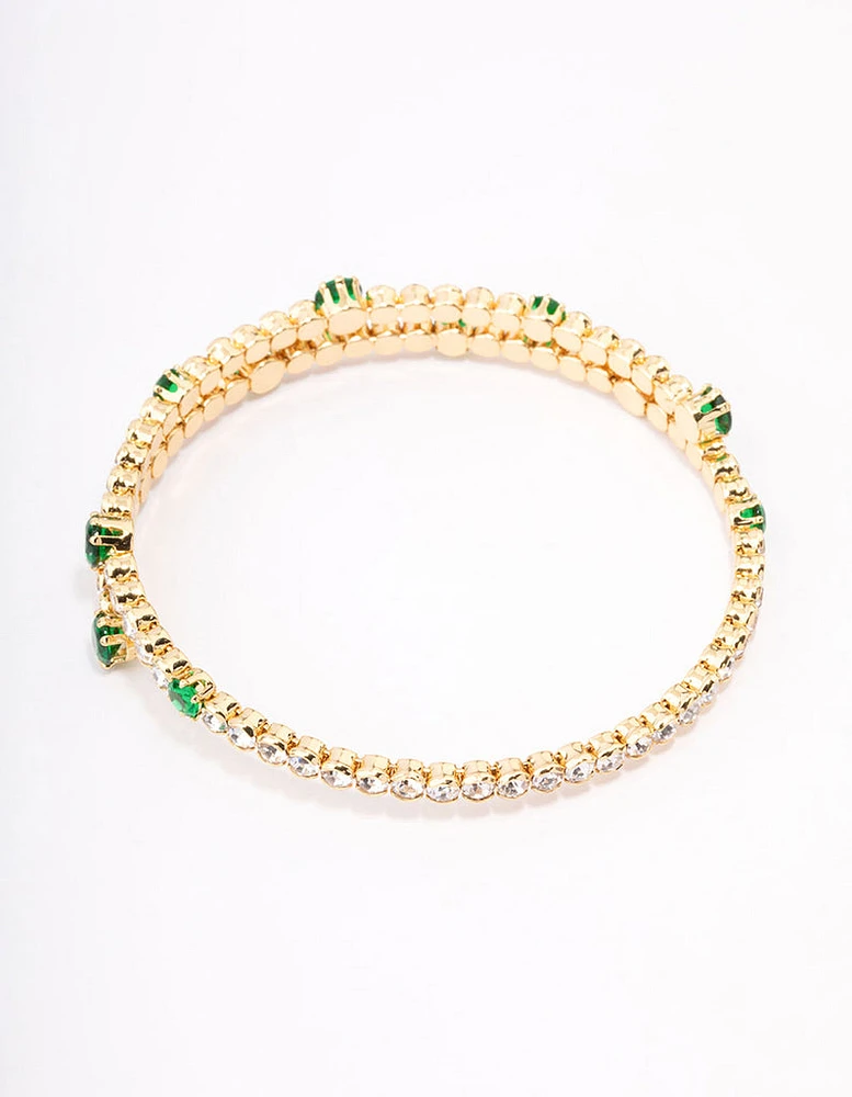 Gold Plated Emerald Star Wrist Cuff