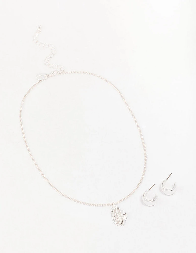 Silver Molten Plate Jewellery Set