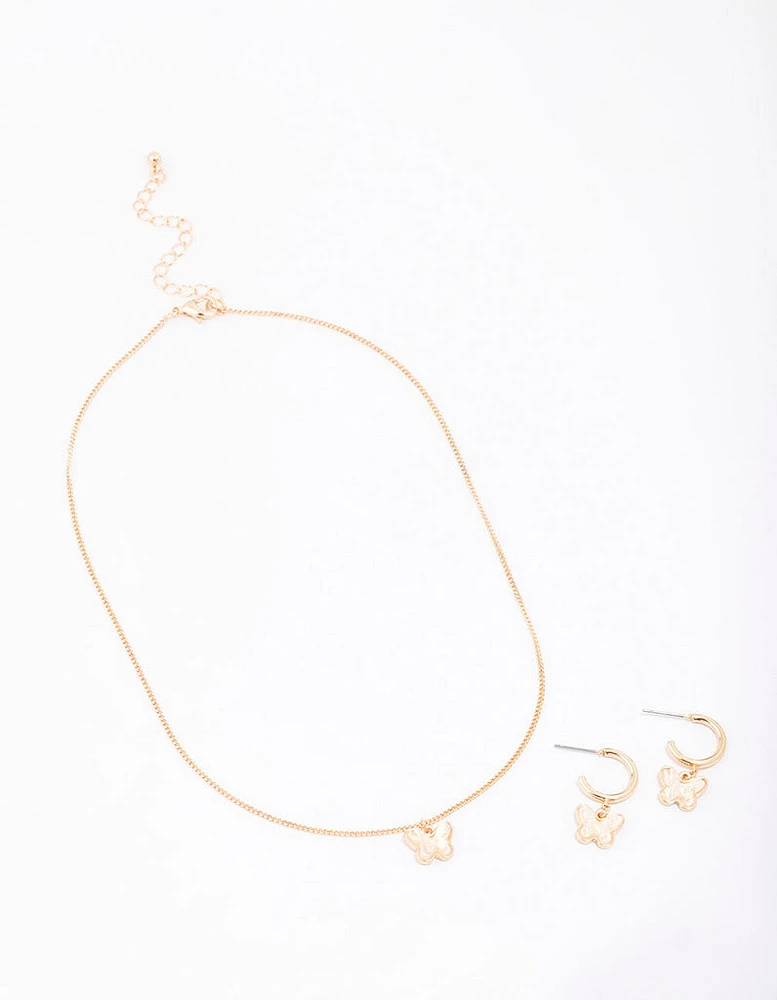 Gold Butterfly Jewellery Set