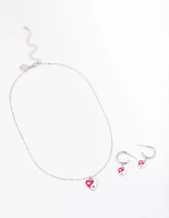 Rhodium Yin & Yang Heart Jewellery Set