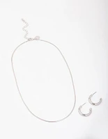 Silver Snake Chain Earrings & Necklace Jewellery Set