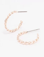 Rose Gold Figure Eight Twisted Huggie Earrings