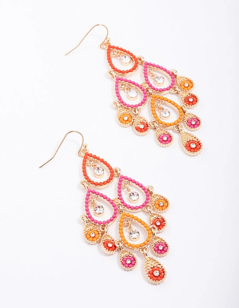 Sunset Gradient Beaded Open Drop Earrings