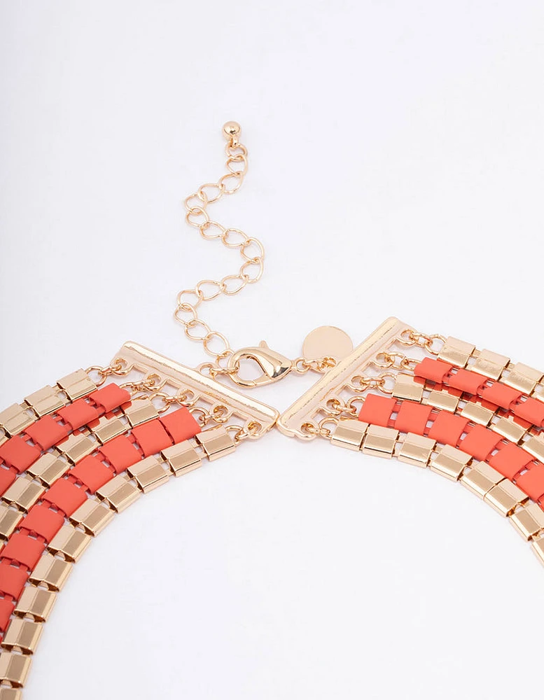 Gold Square Molten Layered Necklace