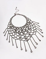 Gunmetal Art Deco Diamante Necklace