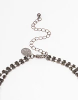 Gunmetal Art Deco Diamante Necklace