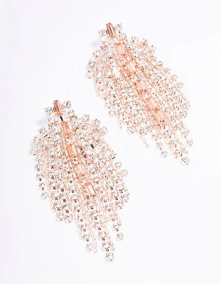 Rose Gold Mixed Stone Cup Chain Drop Earrings