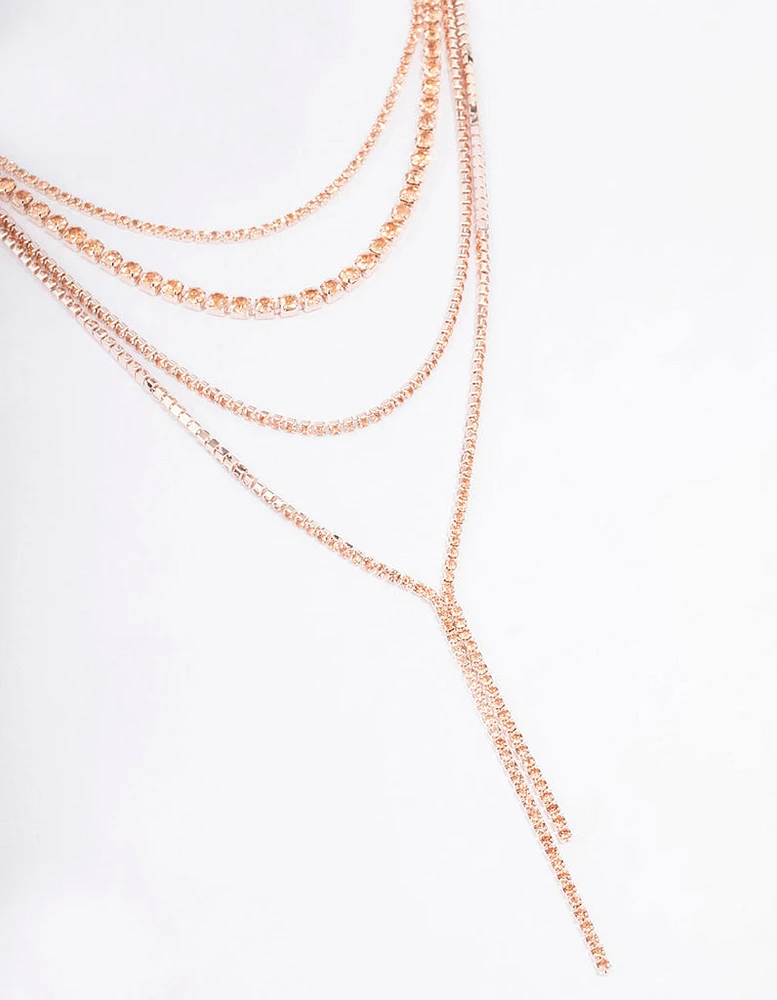 Rose Gold Cup Chain Layered Choker Necklace