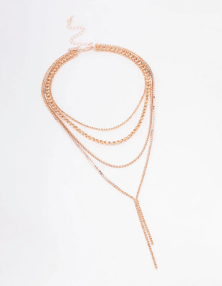 Rose Gold Cup Chain Layered Choker Necklace