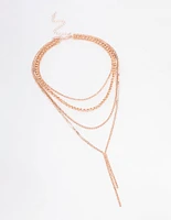 Rose Gold Cup Chain Layered Choker Necklace