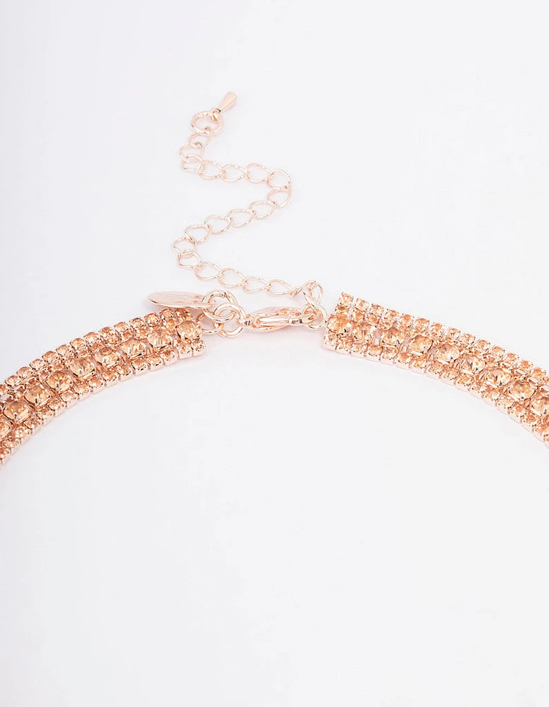 Rose Gold Cup Chain Layered Choker Necklace