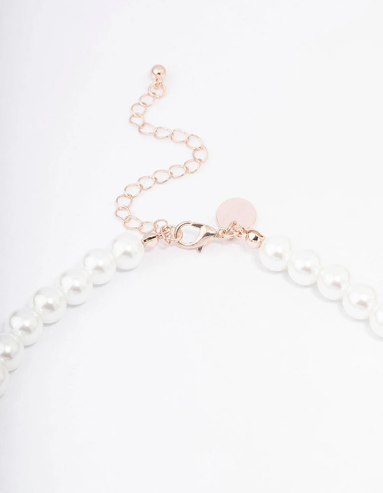 Rose Gold Pearl & Bow Jewellery Set