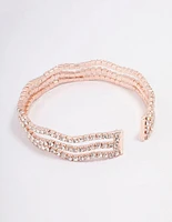 Rose Gold Diamante Wave Cup Chain Wrist Cuff