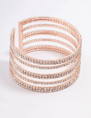 Rose Gold Layered Cup Chain Wrist Cuff