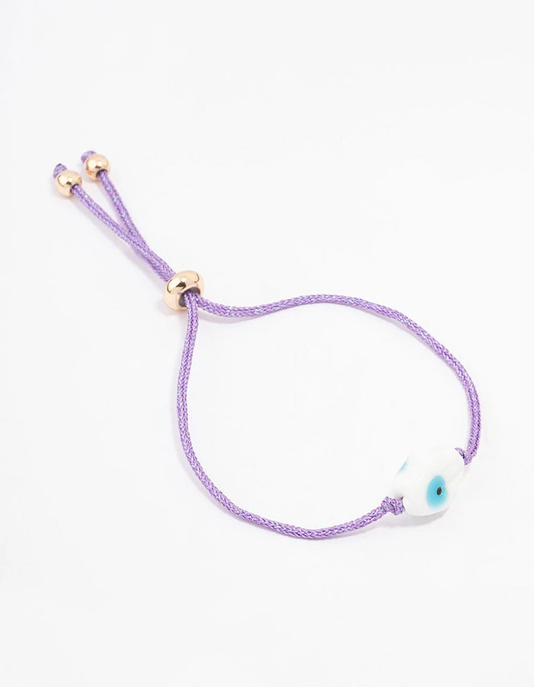 Purple Fabric Evil Eye Toggle Bracelet