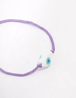 Purple Fabric Evil Eye Toggle Bracelet