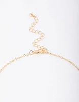 Gold Plated Brass Alternating Cubic Zirconia Droplet Pendant Necklace