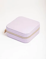 Purple Faux Leather Square Jewellery Case