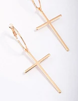 Gold Luxe Cross Hoop Earrings