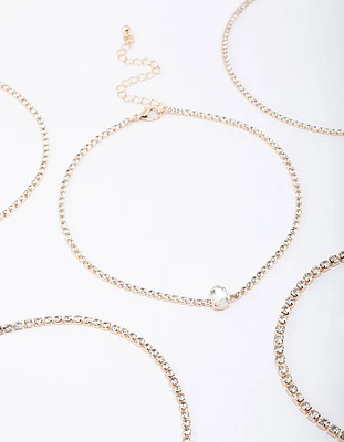 Gold Round & Pear Choker 5-Pack